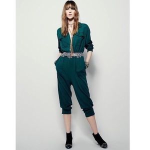 Free People Beach Forest Green Kenobi Jumpsuit